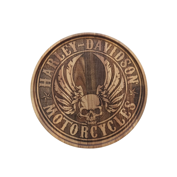 ХукаСтол Поднос Harley Davidson (Коричневый, Бук) для кальяна в Нарьян-Маре