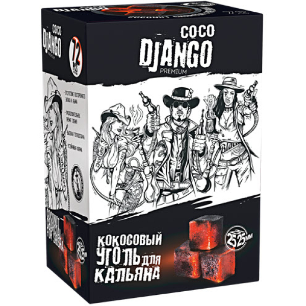 Уголь Coco Django 25мм для кальяна - 1кг (72 шт) в Нарьян-Маре