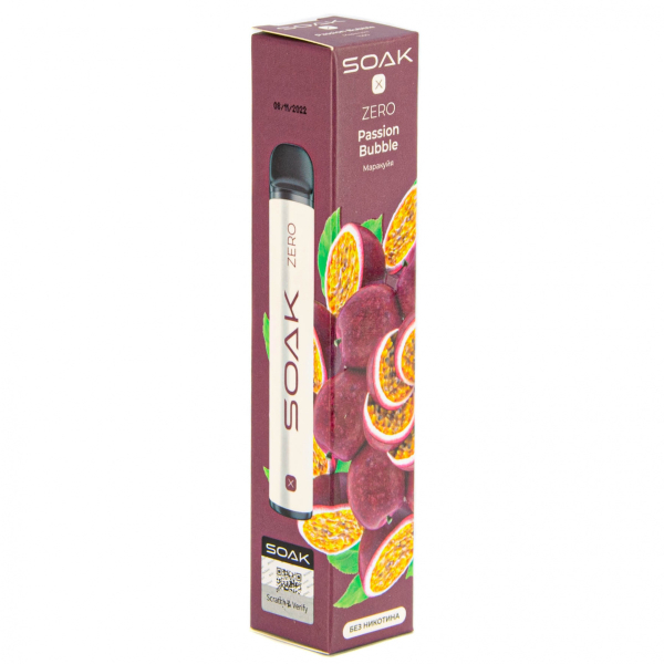 SOAK X ZERO Passion bubble 1500 затяжек (без никотина) в Нарьян-Маре