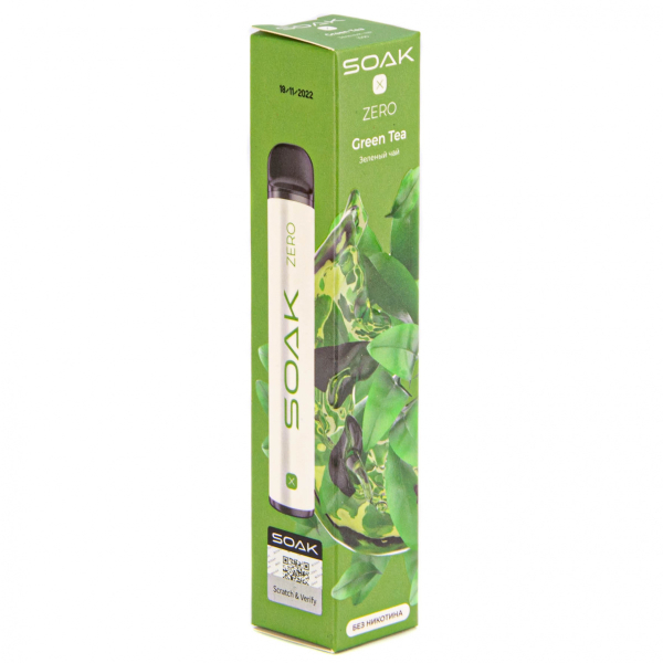 SOAK X ZERO Green tea 1500 затяжек (без никотина) в Нарьян-Маре