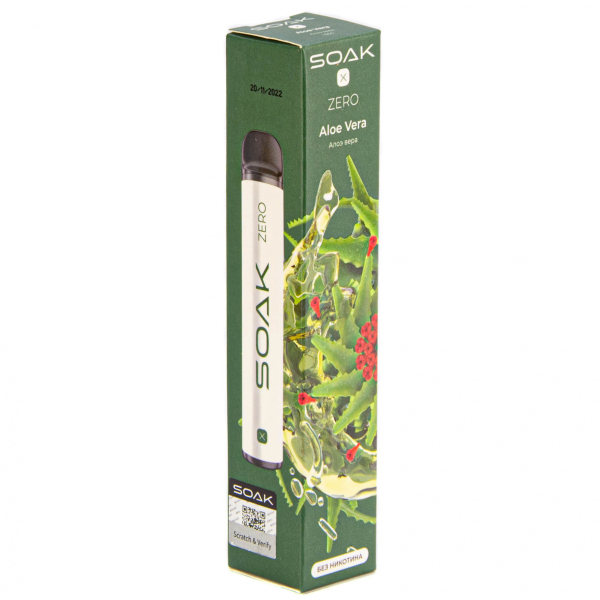 SOAK X ZERO Aloe vera 1500 затяжек (без никотина) в Нарьян-Маре