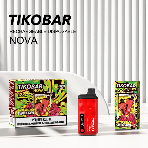 Электронка Tikobar Nova Арбузная Жвачка 10000 Затяжек в Нарьян-Маре