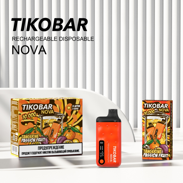Электронка Tikobar Nova Мандарин Маракуйя 10000 Затяжек в Нарьян-Маре