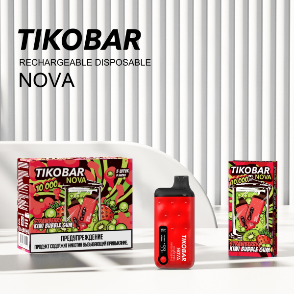 Электронка Tikobar Nova Клубника Киви Жвачка 10000 Затяжек в Нарьян-Маре