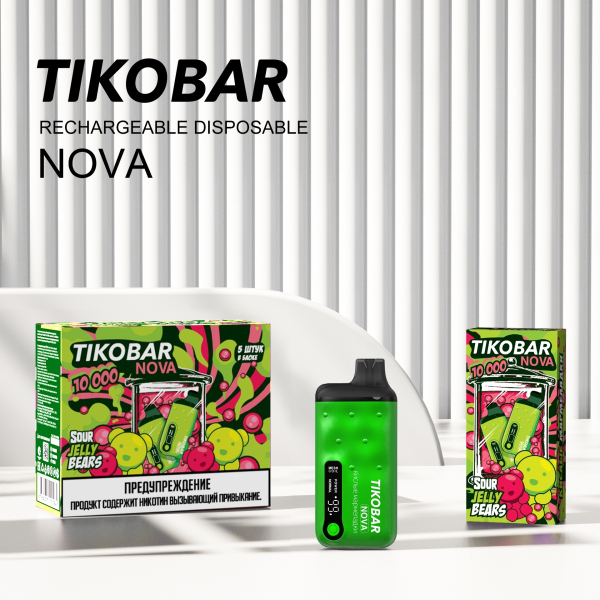 Электронка Tikobar Nova Кислые Мармеладки 10000 Затяжек в Нарьян-Маре