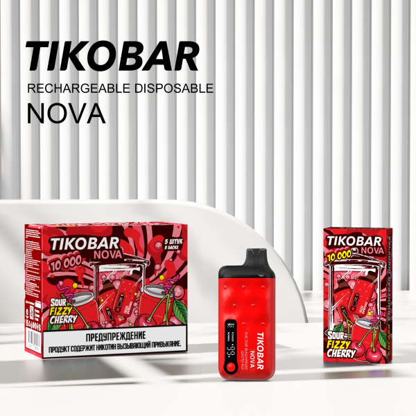 Электронка Tikobar Nova Кислая Вишневая Шипучка 10000 Затяжек в Нарьян-Маре