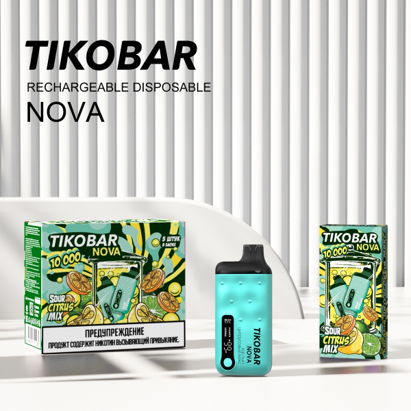Электронка Tikobar Nova Кислый Цитрусовый Микс 10000 Затяжек в Нарьян-Маре