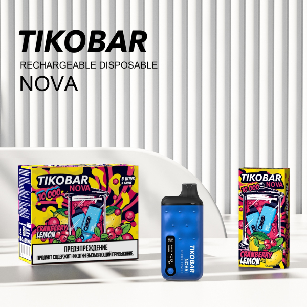 Электронка Tikobar Nova Клюква Лимон 10000 Затяжек в Нарьян-Маре