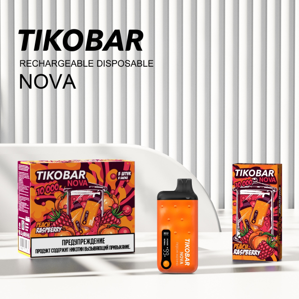 Электронка Tikobar Nova Персик Малина 10000 Затяжек в Нарьян-Маре