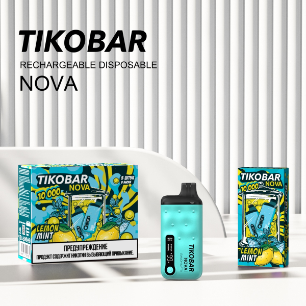 Электронка Tikobar Nova Лимон Мята 10000 Затяжек в Нарьян-Маре