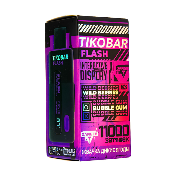 Электронка Tikobar Flash Жвачка Дикие Ягоды 11000 Затяжек в Нарьян-Маре