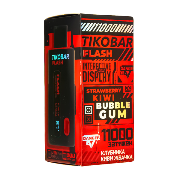 Электронка Tikobar Flash Клубника Киви Жвачка 11000 Затяжек в Нарьян-Маре