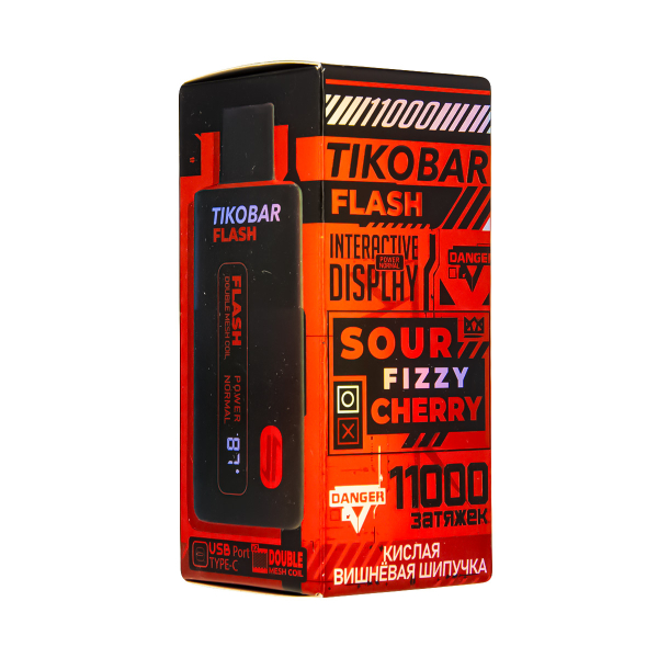 Электронка Tikobar Flash Кислая Вишнёвая Шипучка 11000 Затяжек в Нарьян-Маре