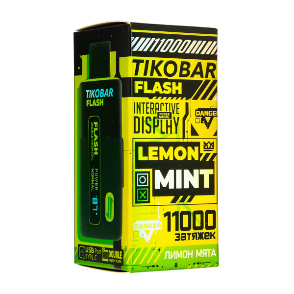 Электронка Tikobar Flash Лимон Мята 11000 Затяжек в Нарьян-Маре