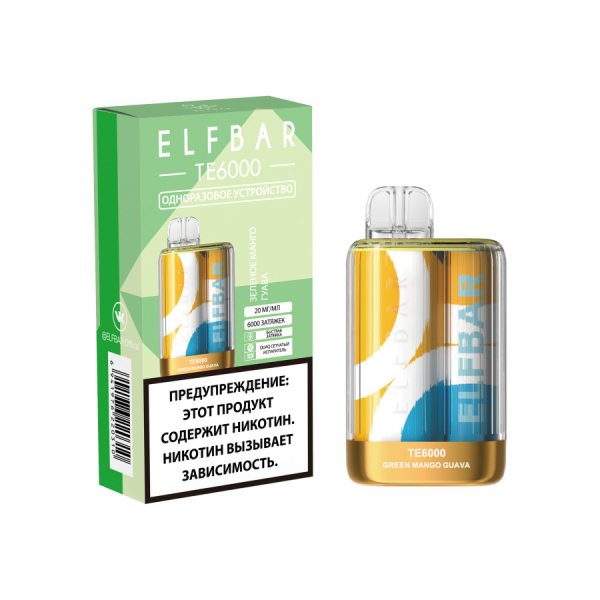 ЭСДН ELF BAR Te Зелёное Манго Гуава 6000 затяжек в Нарьян-Маре