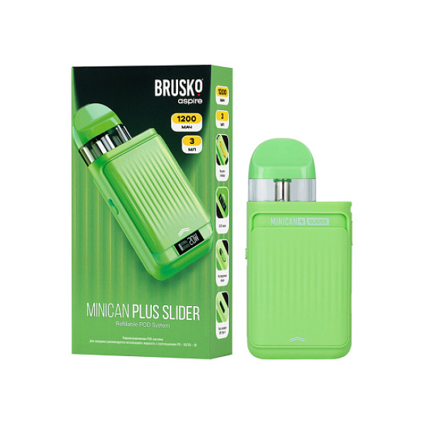POD-система Brusko Minican Plus Slider Зелёный в Нарьян-Маре