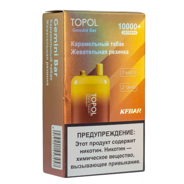 Электронка Topol Gemini Bar Caramel Tobacco | Bubblegum 10000 тяг в Нарьян-Маре