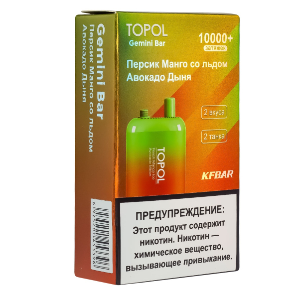Электронка Topol Gemini Bar Peach Mango Ice | Avocado Melon 10000 тяг в Нарьян-Маре