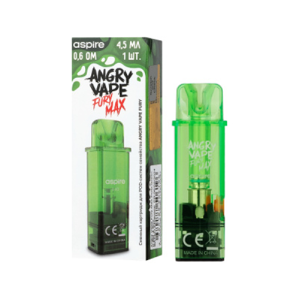 Картридж Angry Vape Fury Max Зелёный 45 мл 0.6 Ом ( 1 шт.) в Нарьян-Маре