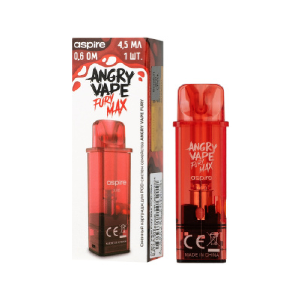 Картридж Angry Vape Fury Max Красный 45 мл 0.6 Ом ( 1 шт.) в Нарьян-Маре